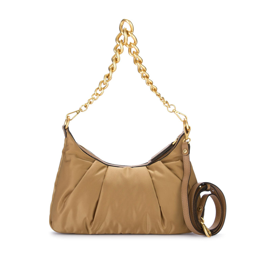 GIANNI CHIARINI TWIN TOTE BAG IN PEBBLE LEATHER Woman Camel