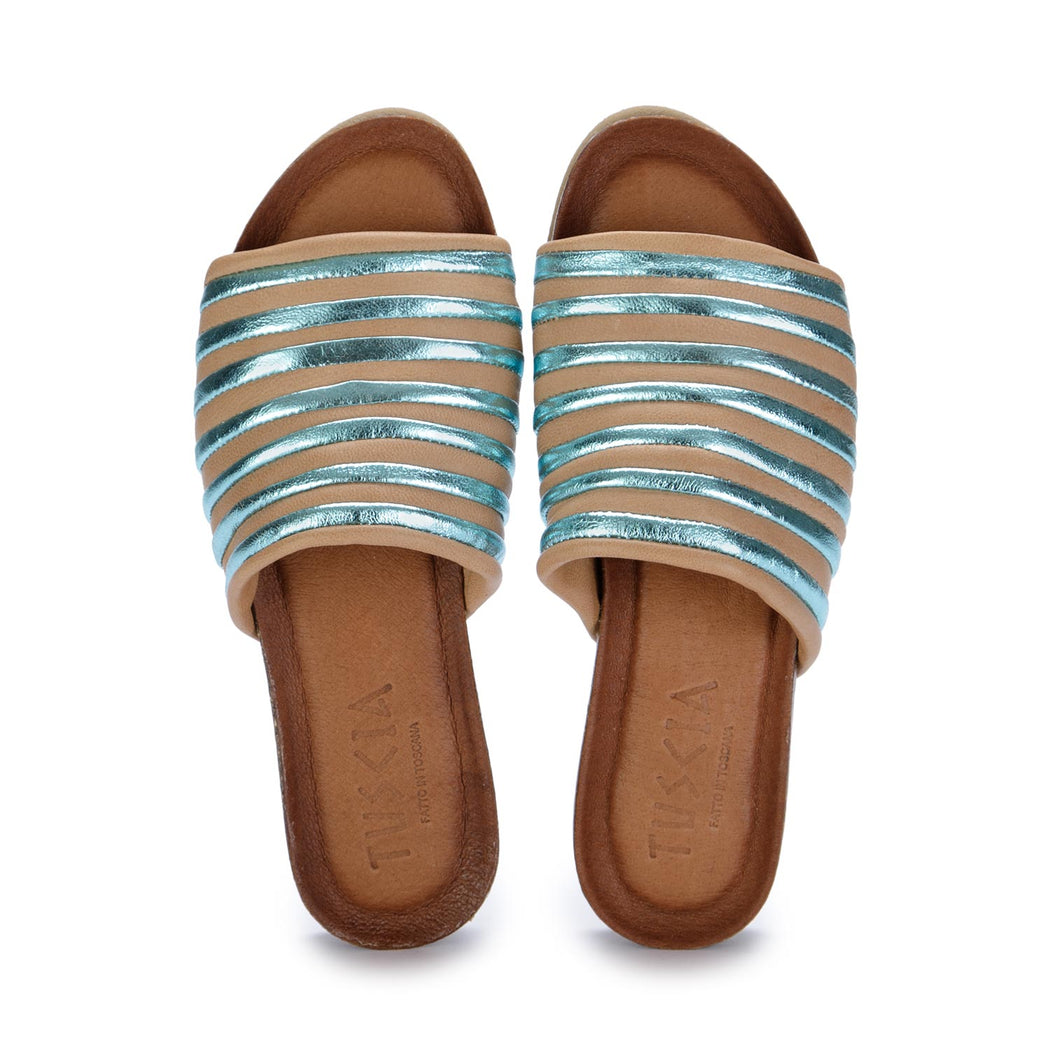 tuscia womens sandals light blue brown